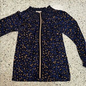 Rungolee Kiki full long sleeve blue leopard blouse small s
